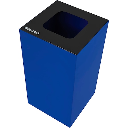 Global Industrial Square Recycling/Trash Can w/ Waste Lid, 28 Gallon, Blue 641614WBL